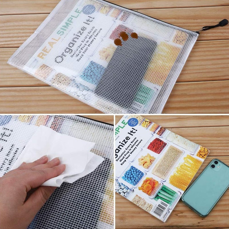 EOOUT 24pcs Mesh Zipper Pouch Bags, Plastic Zipper Bag for Organizing 13.5x9.5 Inches for Both Letter Size, A4 Size, for Office Supplies - Image 5