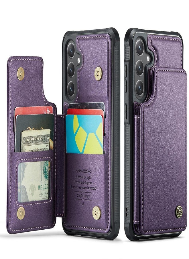 Vinich for Samsung Galaxy S25 Plus Wallet Case with Card Holder, RFID Blocking Credit Slots Kickstand Shockproof Phone Cover for Women Men, Purple - Image 1