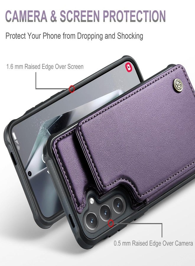 Vinich for Samsung Galaxy S25 Plus Wallet Case with Card Holder, RFID Blocking Credit Slots Kickstand Shockproof Phone Cover for Women Men, Purple - Image 4