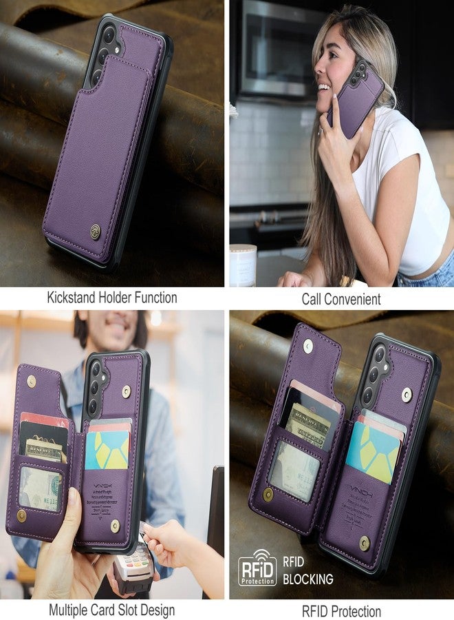 Vinich for Samsung Galaxy S25 Plus Wallet Case with Card Holder, RFID Blocking Credit Slots Kickstand Shockproof Phone Cover for Women Men, Purple - Image 3