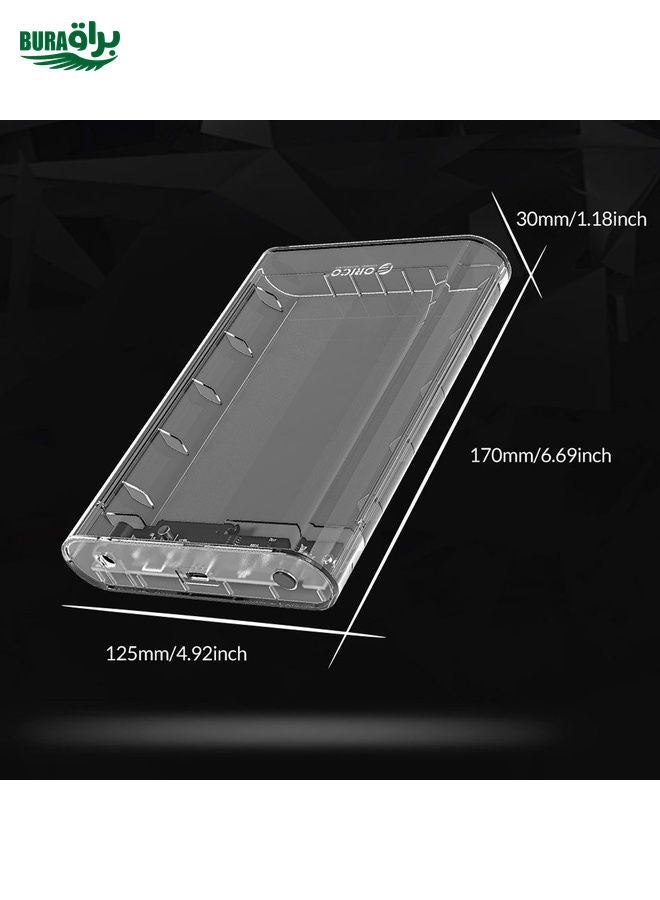 BURAQ ORICO 3139C3 3.5 inch SATA HDD USB 3.1 Type-C External Hard Drive Enclosure Storage Case(Transparent) - Image 3