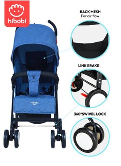 hibobi Foldable, Travel-Friendly, Lightweight Baby Stroller With Mosquito Net  - Image 3