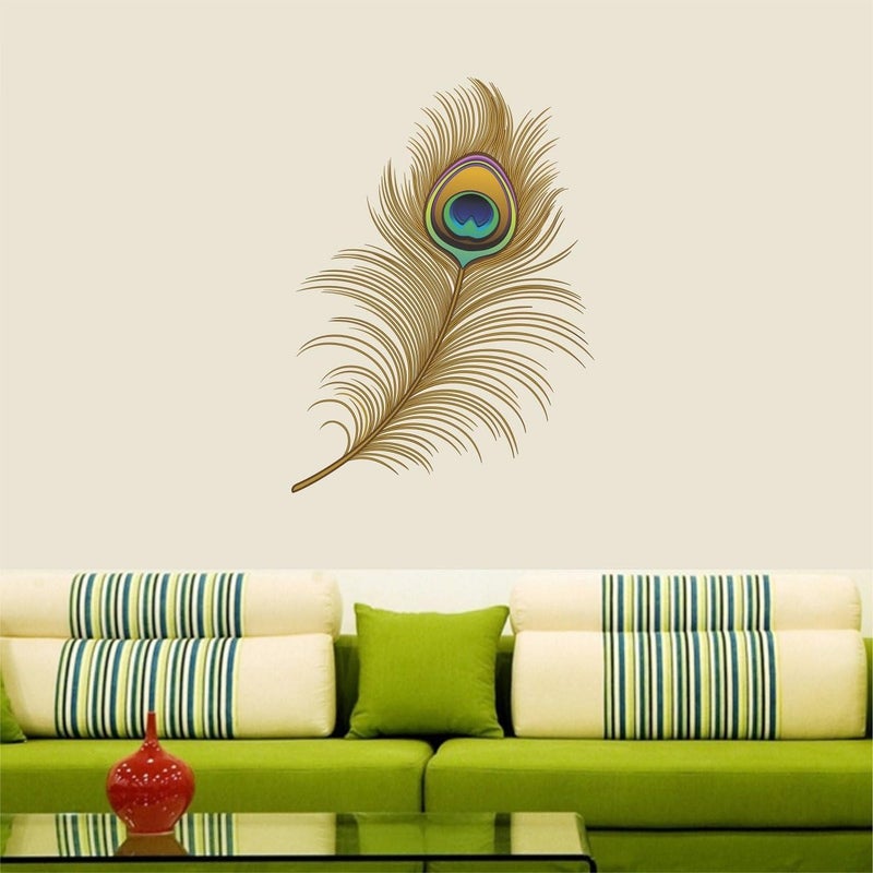 Asmi Collections Beautiful Peacock Feather Wall Sticker - Image 2