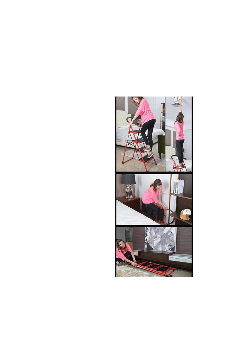 VIO - 3 Step Ladder Folding Step Stool Stepladders with Anti-Slip and Wide Pedal for Home and Kitchen Use Space Saving (3 step ladder) - Image 1