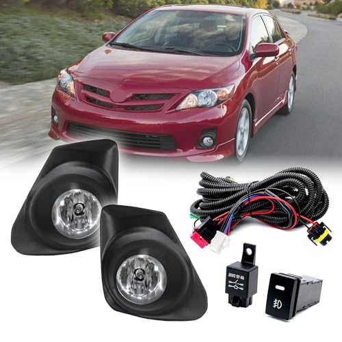 LEVANLIGHT Fog Lights Assembly For Toyota Corolla 2011 2012 2013 | Driving Fog Lights Lamps Clear Lens Front Driving Lamps with H11 12V 55W Halogen Bulbs/Wiring Harness Kit | 81210-06071、81220-06071 - Image 1