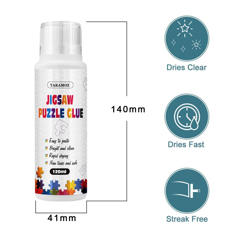YAKAMOZ Updated Jigsaw Puzzle Glue with New Sponge Head for Adults and Children Clear Water-Soluble Special Craft Puzzle Glue Quick Dry for 1000/1500/3000 Pieces of Puzzle,240ML - Image 4