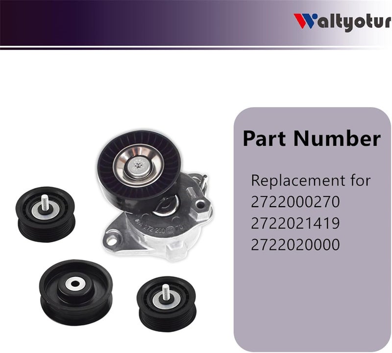 waltyotur Drive Belt Tensioner and 2x Idler Pulleys Kit for Mercedes Benz - Image 2