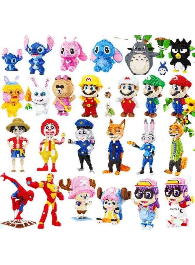 Micro-diamond Particle Building Blocks Cartoon Animation Model Assembled Educational Decompression Toys Adult Men's And Women's Gift Stalls-Color:200532 Beckoning Bud-Specifications:16*24*30cm - Image 2