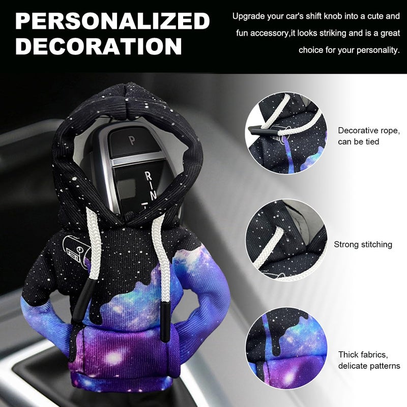 DXNQ Car Gear Shift Hoodie Cover, Fashionable Gear Shift Knob Hoodie Protector, Upgraded Funny Gear Shift Hoodie Decoration for Most Manual Shift Knobs, Interior Car Accessories (Starry Sky) - Image 3
