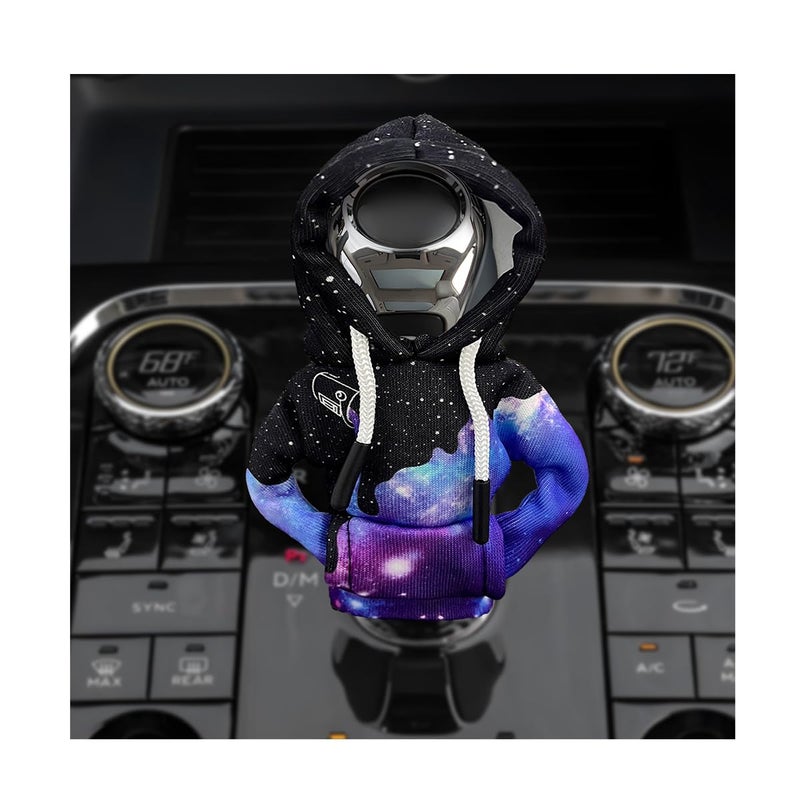 DXNQ Car Gear Shift Hoodie Cover, Fashionable Gear Shift Knob Hoodie Protector, Upgraded Funny Gear Shift Hoodie Decoration for Most Manual Shift Knobs, Interior Car Accessories (Starry Sky) - Image 1