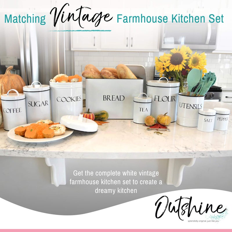 OUTSHINE Large Cooking Utensil Holder for Kitchen Counter | White Kitchen Utensil Holder for Countertop | Farmhouse Kitchen Decor Utensils Holder  Salt and Pepper Shakers | Carbon Steel Utensil Crock - Image 2