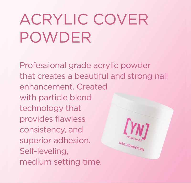 Young Nails Acrylic Powders, Cover - Created for a flawless consistency and superior adhesion - Cover Powder Begins to set in 75 seconds - Available in 45 gram, 85 gram, and 660 gram size options - Image 2
