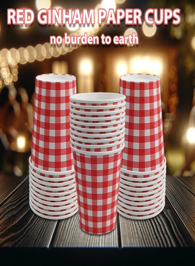 EaciTown 30 Pcs Red Gingham Paper Cups Christmas Gingham Party Cups Buffalo Red and White Plaid Cups Valentine's Day Beverage Cups Disposable - Image 3
