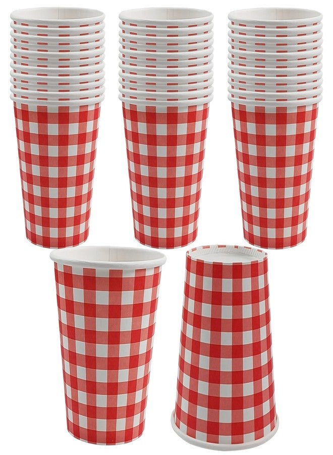 EaciTown 30 Pcs Red Gingham Paper Cups Christmas Gingham Party Cups Buffalo Red and White Plaid Cups Valentine's Day Beverage Cups Disposable - Image 1