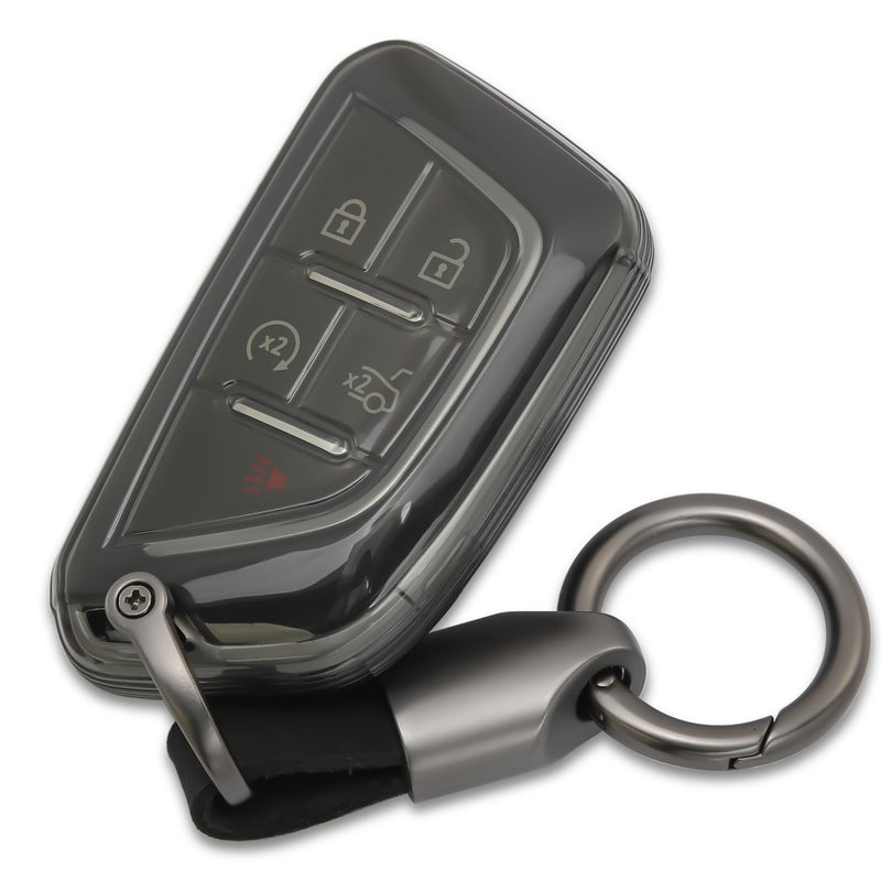 wnilian keyshell fits for Cadillac Key fob Cover Case Keychain 2021 2022 2023 2024 GT4 CT4 CT5 CT6 XT4 XT5 XT6 Escalade ESV 5 6 buttons new Accessories protector transparency