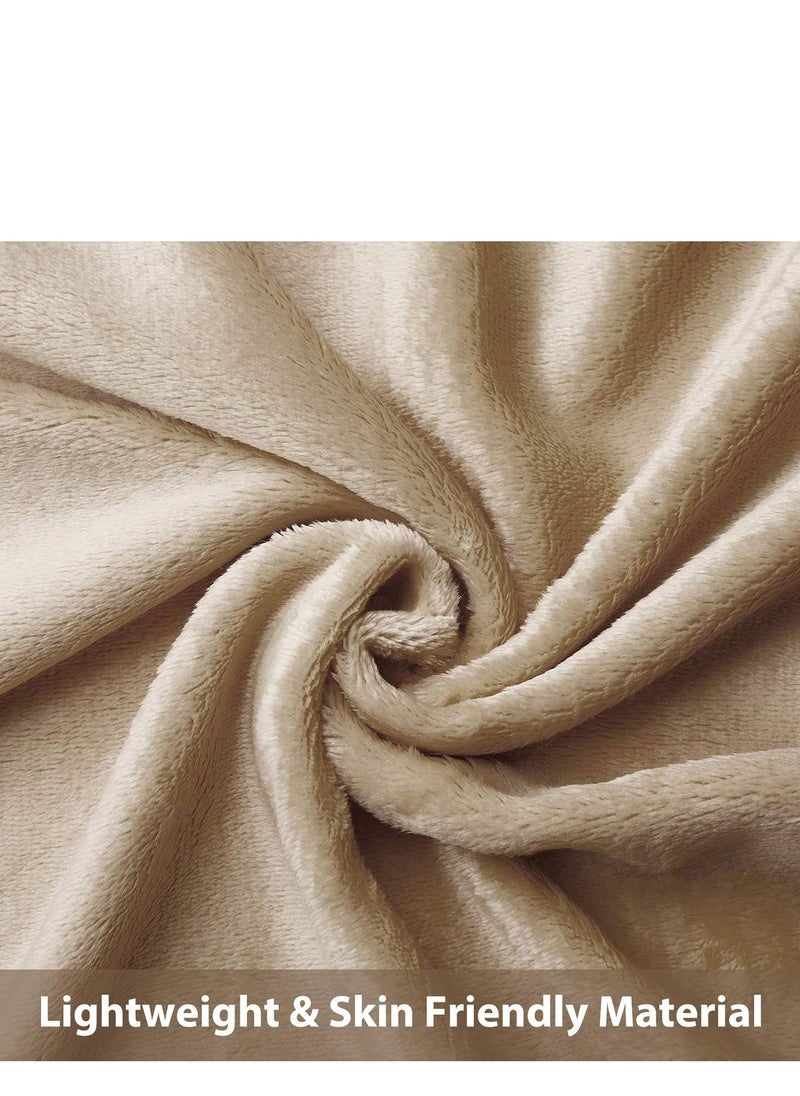 Flannel and Microfiber Sofa Blanket Luxury Camel Blanket Single Size Lightweight and Comfortable for Bed and Sofa Super Soft and Warm Solid Camel Color 220x200 cm