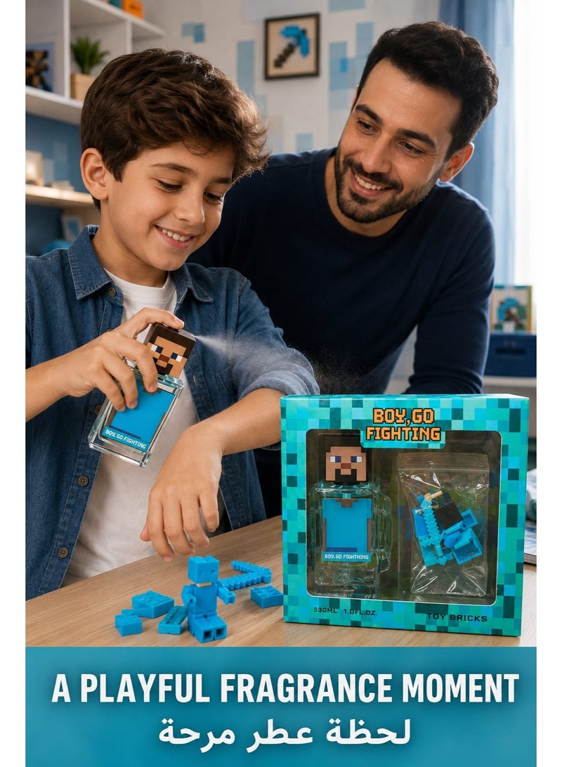 Pixel Boys’ Pixel-Theme Perfume & Toy Bricks Gift Set – 30 ml - Image 2