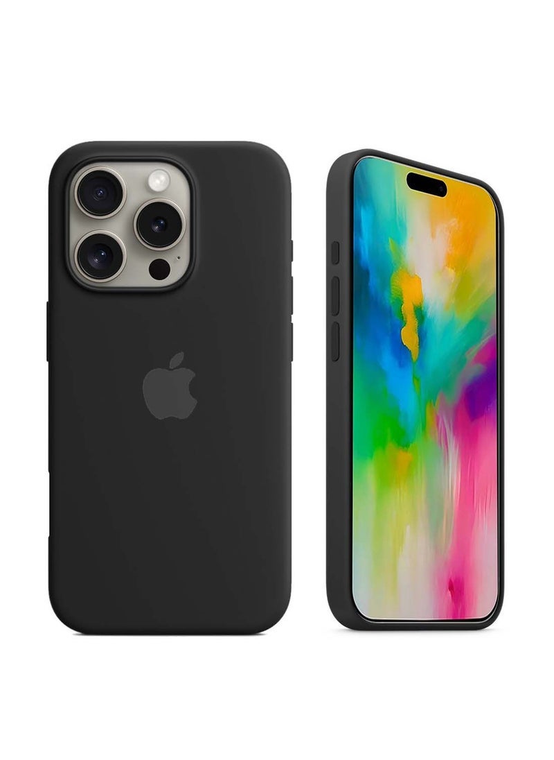 ELTRAZONE Apple iPhone 16 Pro 2024 Premium Soft Liquid Silicone Case Cover – Black – Slim Fit Shockproof Back Case with Microfiber Lining, Smooth Matte Finish, MagSafe & Wireless Charging Compatible - Image 1