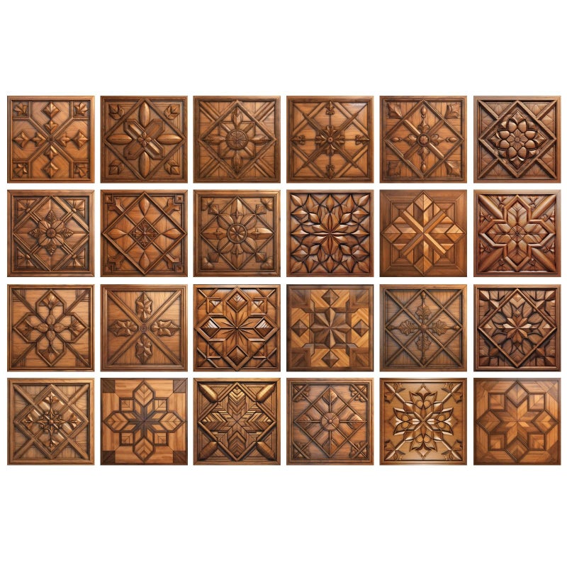 VIRANDA 24PCS Removable Self Adhesive Tile Sticker Peel and Stick Backsplash PVC Art Wall Tiles Decal for Kitchen Bathroom Decor 5.91 x 5.91 inch,Brown - Image 1