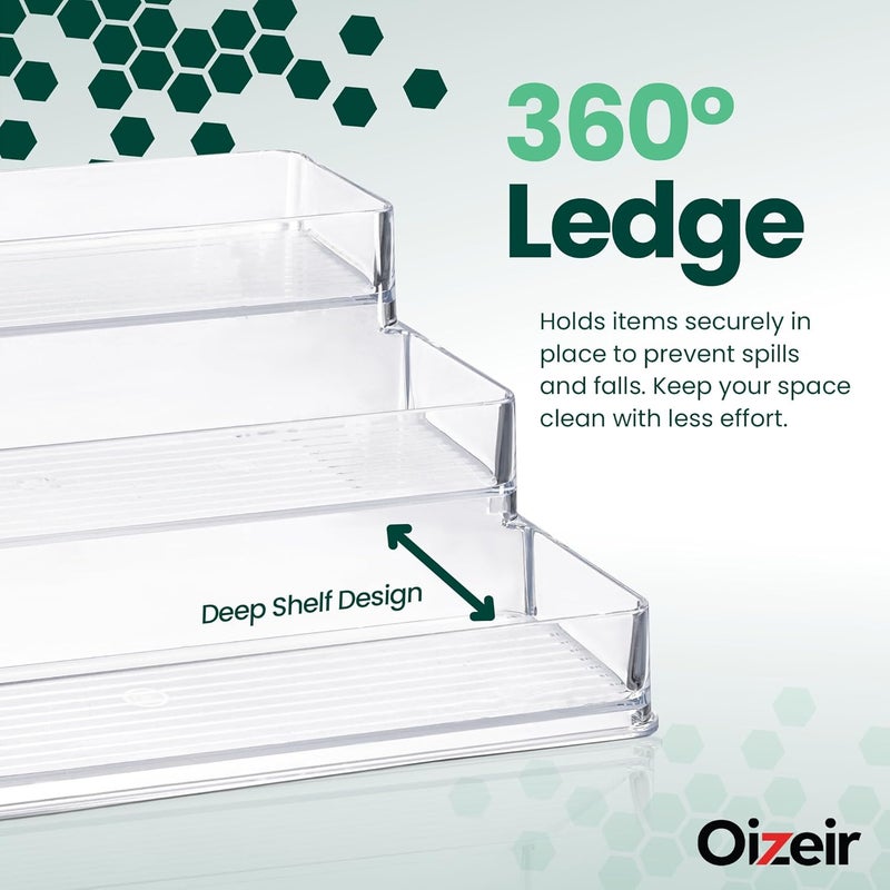 Oizeir Clear Spice Rack (2-Pack) – 3-Tier Acrylic Organizer for Cabinet – Deep Spice Shelf – 10.4 x 9.6 x 4 Inches – Holds Seasoning and Condiments - Image 4