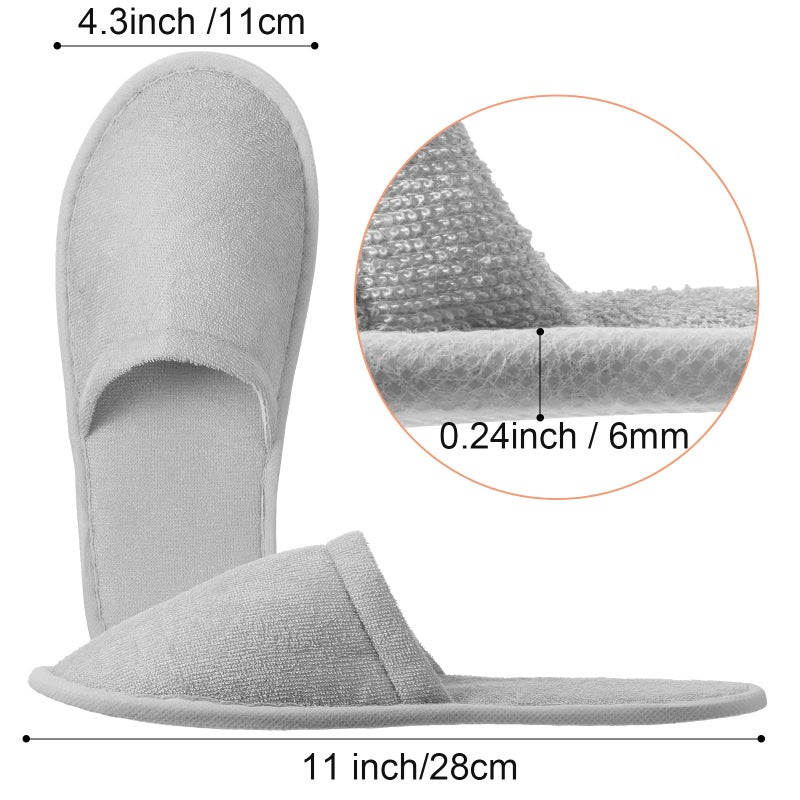 Geyoga 24 Pairs Disposable Slippers for Guests Bulk Spa Slippers for Women Men Closed Toe Cotton Soft Hotel Slippers for Home Indoor Hotel Travel Wedding Party(White, Light Gray, Black, Khaki) - Image 2