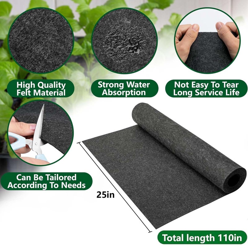 Adnee 9.2Ft x 25In Automatic Plant Watering Mat-3mm Thick Self Watering Capillary Mat-Felt Plant Water Wicking Mat for Seed Sprouting Hydroponics Potted Plants - Image 2