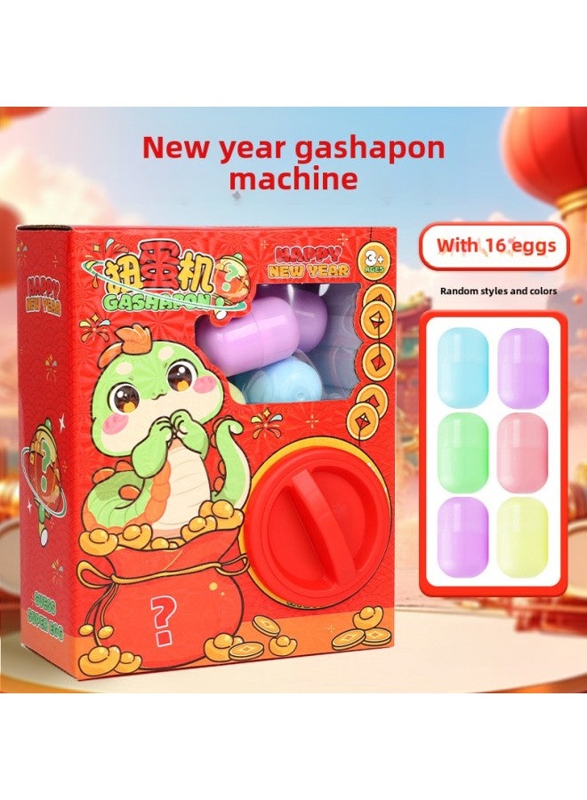 Children's Cartoon Merleti Gashapon Machine Mini Doll Catch Doll Machine DIY Funny Egg Sanrio Blind Box Toy-Color:Year Of The Snake Limited Gashapon Machine [16 Gashapon]