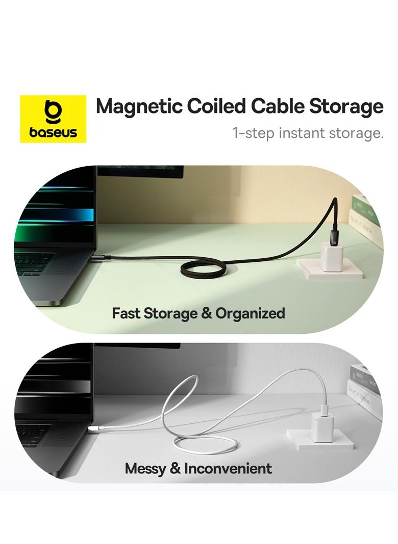 بيسوس كابل مغناطيسي USB-C إلى USB-C (1م) مع قدرة شحن 100 واط (5 أمبير)، كابل نوع C متين مضفر من النايلون للشحن السريع والمزامنة، متوافق مع آيفون 15 برو ماكس، آيباد، ماك بوك، سامسونج S24، هواوي والمزيد - Image 2
