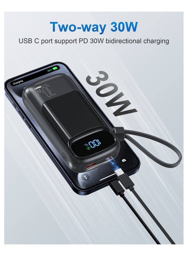ZEPONOVA 10000mAh Power Bank Fast Charging 30w High-Speed Charging with Type C cable Portable Charger (Black) - Image 2