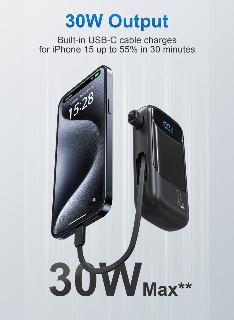 ZEPONOVA 10000mAh Power Bank Fast Charging 30w High-Speed Charging with Type C cable Portable Charger (Black) - Image 3