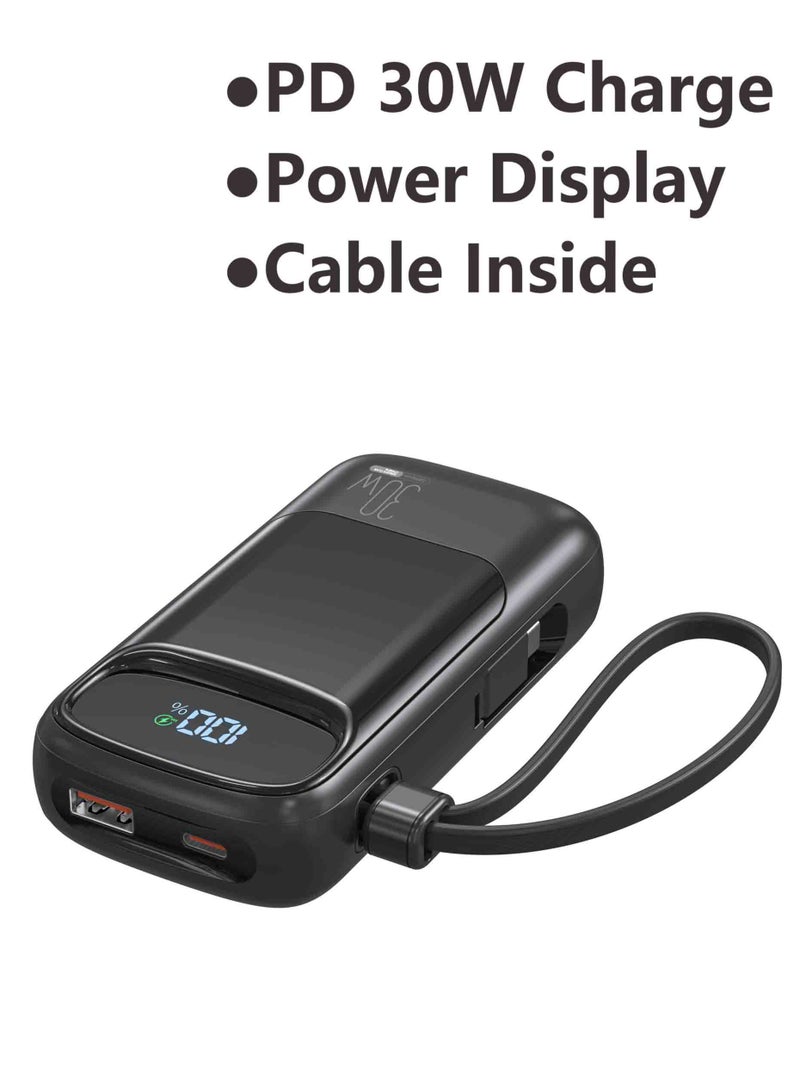 ZEPONOVA 10000mAh Power Bank Fast Charging 30w High-Speed Charging with Type C cable Portable Charger (Black) - Image 1