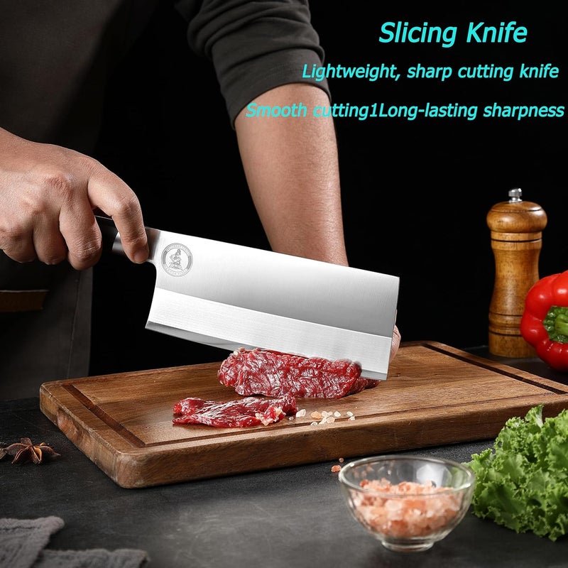 Kitory Cleaver 7", Lite Chinese Chef`s kitchen knife, for unfrozen meat and vegetable, pakkawood handle with super sharp 50Cr16MoV German Stainless steel blade, gift box - Image 3