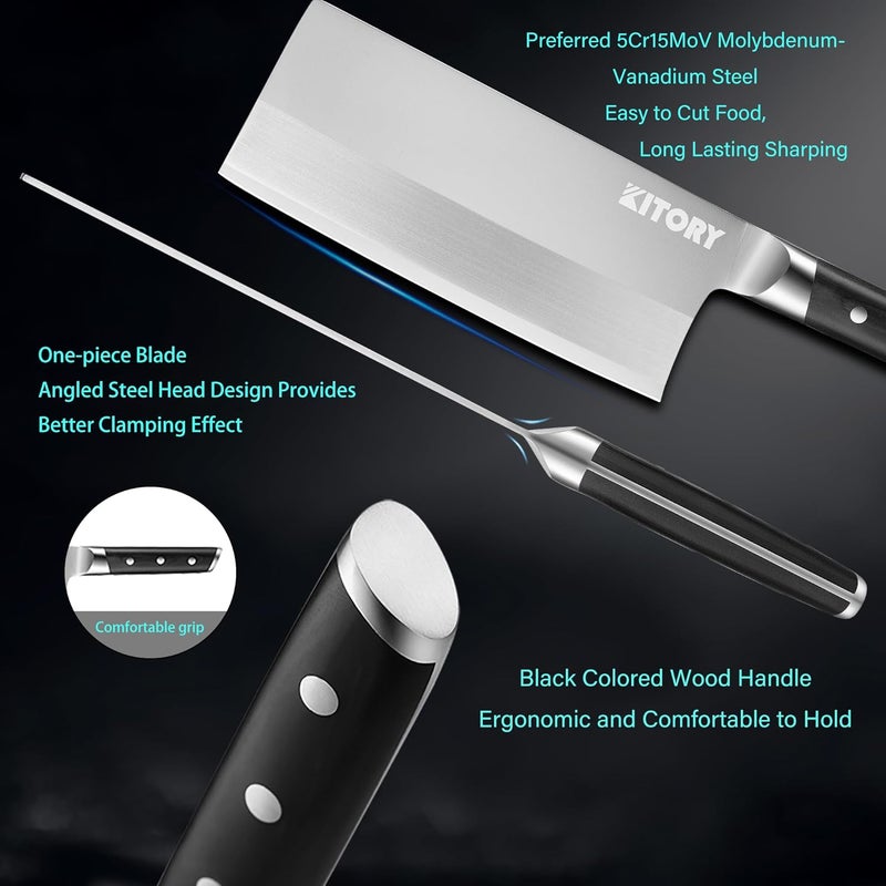 Kitory Cleaver 7", Lite Chinese Chef`s kitchen knife, for unfrozen meat and vegetable, pakkawood handle with super sharp 50Cr16MoV German Stainless steel blade, gift box - Image 4