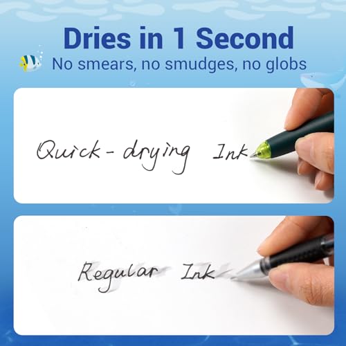 WRITECH Retractable Gel Ink Pens: 8ct Black Ink 0.5mm Fine Point Tip Click Pen for Smooth Writing Journaling Note Taking Sketching No Smudge & Smear - Image 4