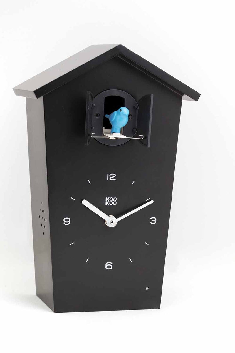 KOOKOO Birdhouse Black, Modern Design Cuckoo Clock with 12 Natural Bird Voices or Cuckoo Call - Image 2