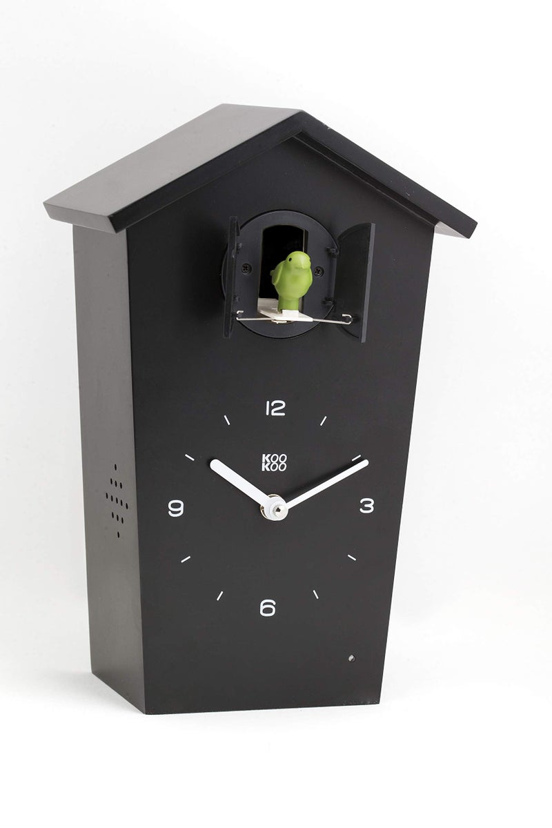 KOOKOO Birdhouse Black, Modern Design Cuckoo Clock with 12 Natural Bird Voices or Cuckoo Call - Image 3