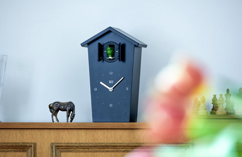 KOOKOO Birdhouse Black, Modern Design Cuckoo Clock with 12 Natural Bird Voices or Cuckoo Call - Image 5