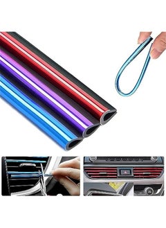 MOXO 20  Car Vent Outlet Trim Auto Air Conditir Vent Stri Interior Decoration Strip Chrome PVC Strip for All Straight of Auto Interior Blue  - Image 1