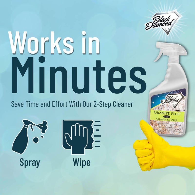 Black Diamond Stoneworks GRANITE PLUS! 2 in 1 Cleaner & Sealer for Granite, Marble, Travertine, Limestone, Ready to Use! 32 Fl Oz - Image 5