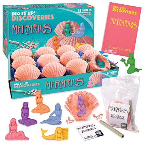 MindWare Dig It Up Discoveries Mermaids Dig Kits for Kids with 12 Sea Shells Each with a Mermaid Toy Inside 12 Chiseling Tools and Instructions Ages 4 and Up - Image 1