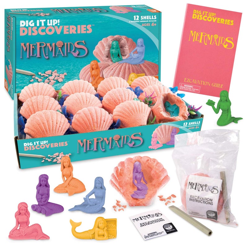 MindWare Dig It Up Discoveries Mermaids Dig Kits for Kids with 12 Sea Shells Each with a Mermaid Toy Inside 12 Chiseling Tools and Instructions Ages 4 and Up - Image 2