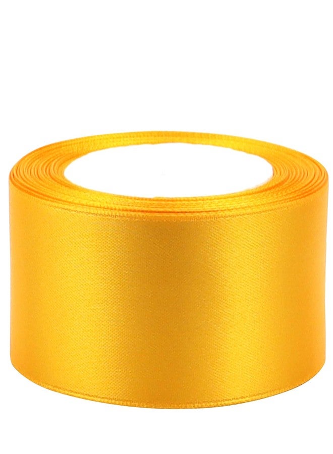 RIUNBB Solid Satin Ribbon 25 Yards Solid Polyester Fabric Ribbon for Gift Wrapping Wedding Christmas Baby Shower Birthday Party Decoration Handmade Immortal Flower Craft (Yellow, 1-1/2 Inch) - Image 3