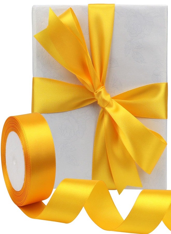 RIUNBB Solid Satin Ribbon 25 Yards Solid Polyester Fabric Ribbon for Gift Wrapping Wedding Christmas Baby Shower Birthday Party Decoration Handmade Immortal Flower Craft (Yellow, 1-1/2 Inch) - Image 5
