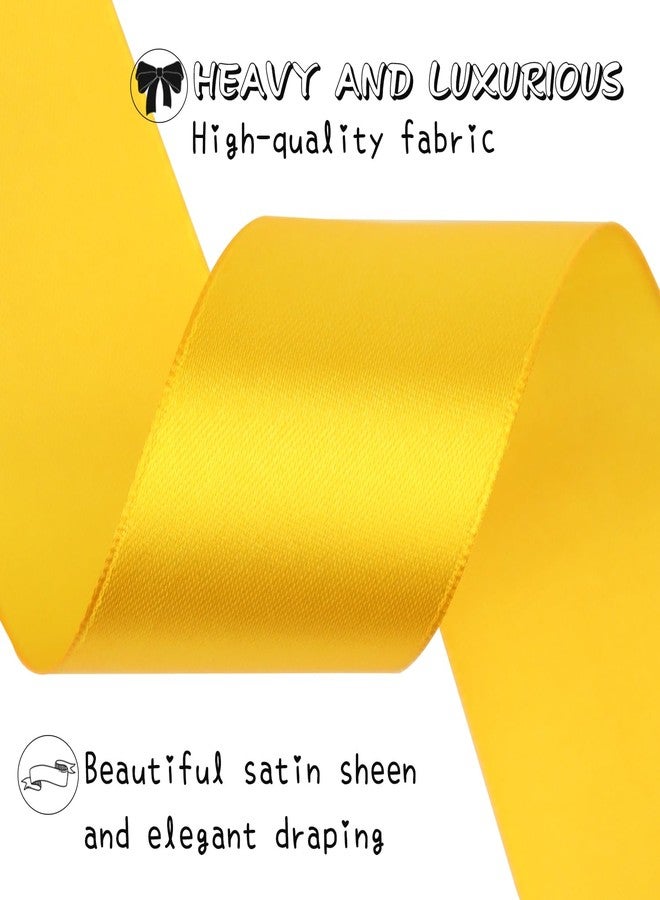 RIUNBB Solid Satin Ribbon 25 Yards Solid Polyester Fabric Ribbon for Gift Wrapping Wedding Christmas Baby Shower Birthday Party Decoration Handmade Immortal Flower Craft (Yellow, 1-1/2 Inch) - Image 4