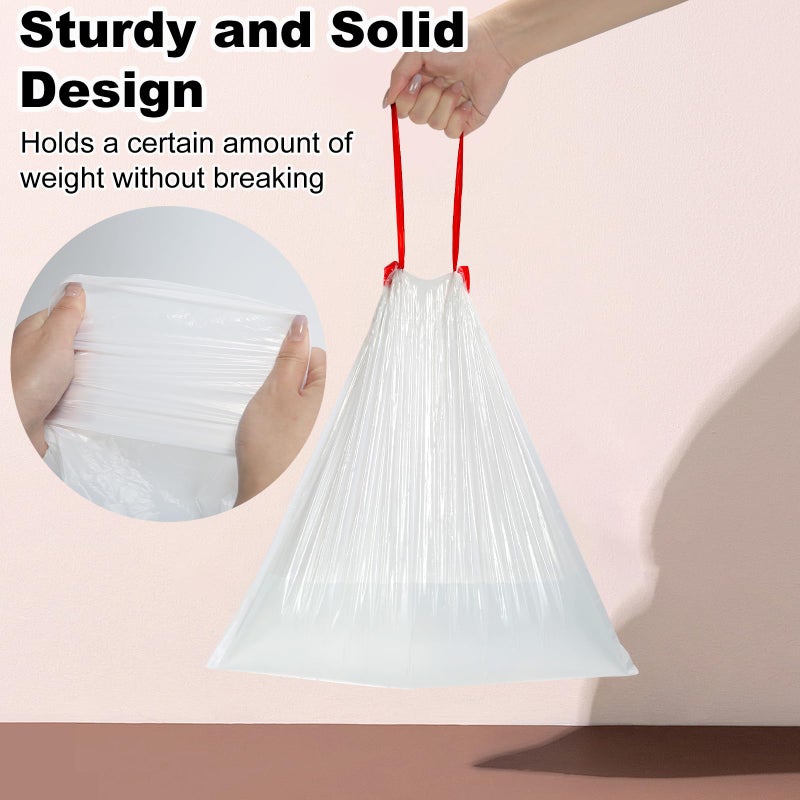 ELPHECO 1.6 Gallon Small Trash Bags 60 Count - For 1.2-2 Gallon Trash Cans, 4.5-8L Drawstring Garbage Bags, Strong Bathroom Trash Bags, Clear Tear free Garbage Bags, 60 Count / 6 Rolls - Image 5