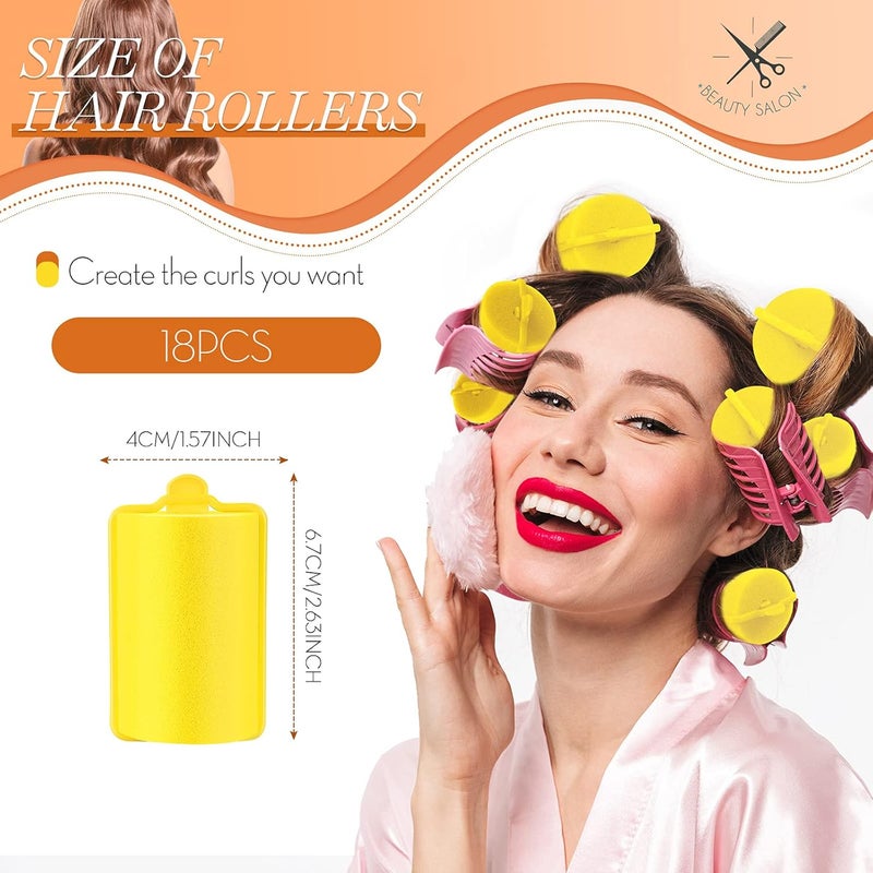 Geyoga 18 Pieces Sponge Hair Rollers Large Soft Foam Hair Styling Curlers Large Size Hairdressing Curlers for Women(Yellow,1.4 x 2.6 Inches) - Image 2
