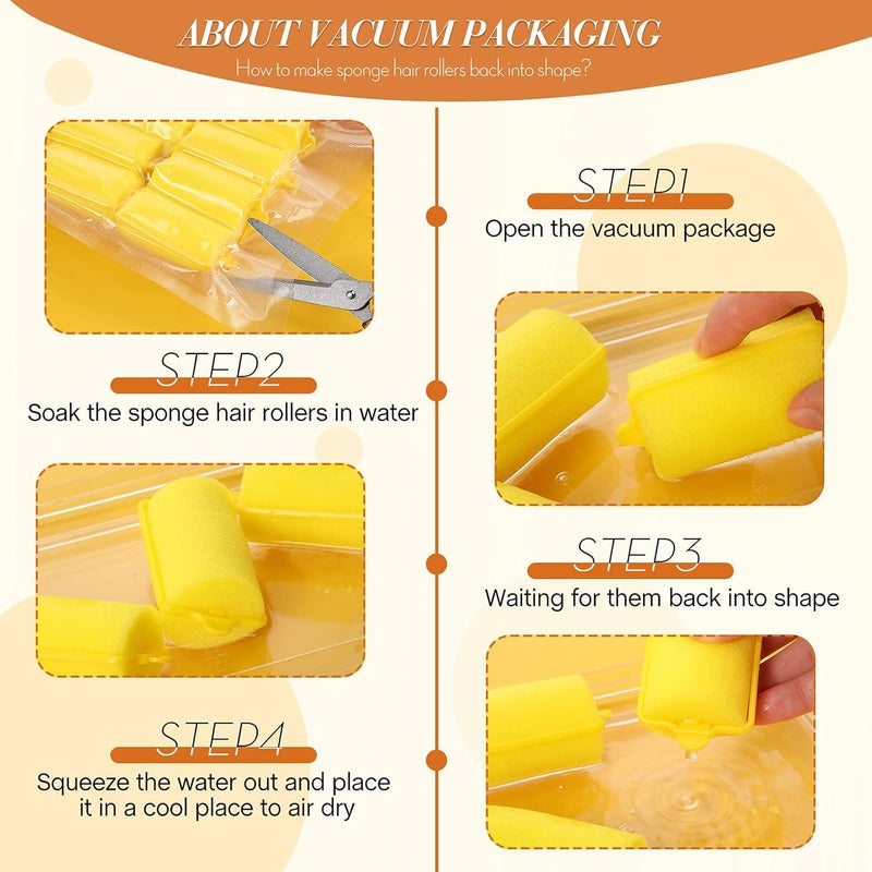 Geyoga 18 Pieces Sponge Hair Rollers Large Soft Foam Hair Styling Curlers Large Size Hairdressing Curlers for Women(Yellow,1.4 x 2.6 Inches) - Image 4