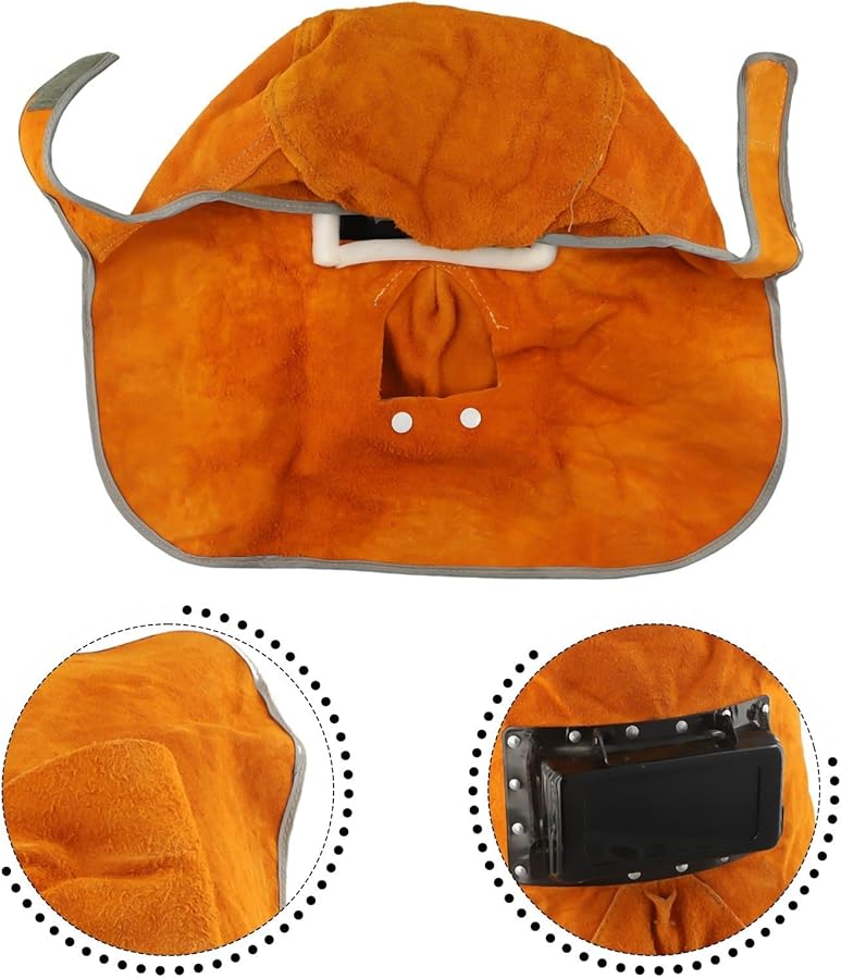 خوذة لحام جلدية مقاس B مع عدسة فلتر تعتيم تلقائي تعمل بالطاقة الشمسية - Image 5