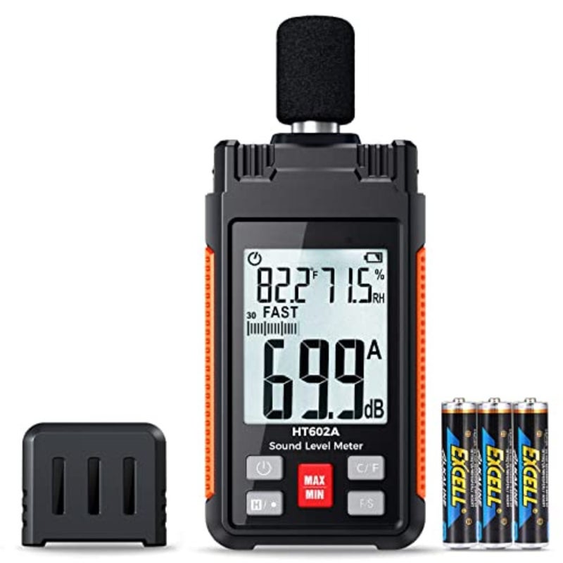Sound Level Meter, 30-130dBA 30Hz-8KHz Decibel Meter with Large LCD Screen, Temperature and Humidity Measuring, A Weighting Mode, MAX/MIN, Fast/Slow, Data Hold, Backlight, Auto-Off Functions - Image 2
