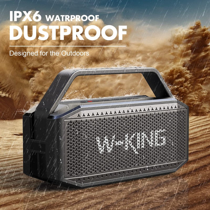 W-KING Portable Loud Bluetooth Speaker, 100W Max Waterproof Outdoor Speakers Bluetooth Wireless, IPX6 Party Big Large Speaker Boombox 2 Subwoofer-60W Exlarge Deep Bass Radiator/2 Pairing/40H/TF/AUX/EQ - Image 3